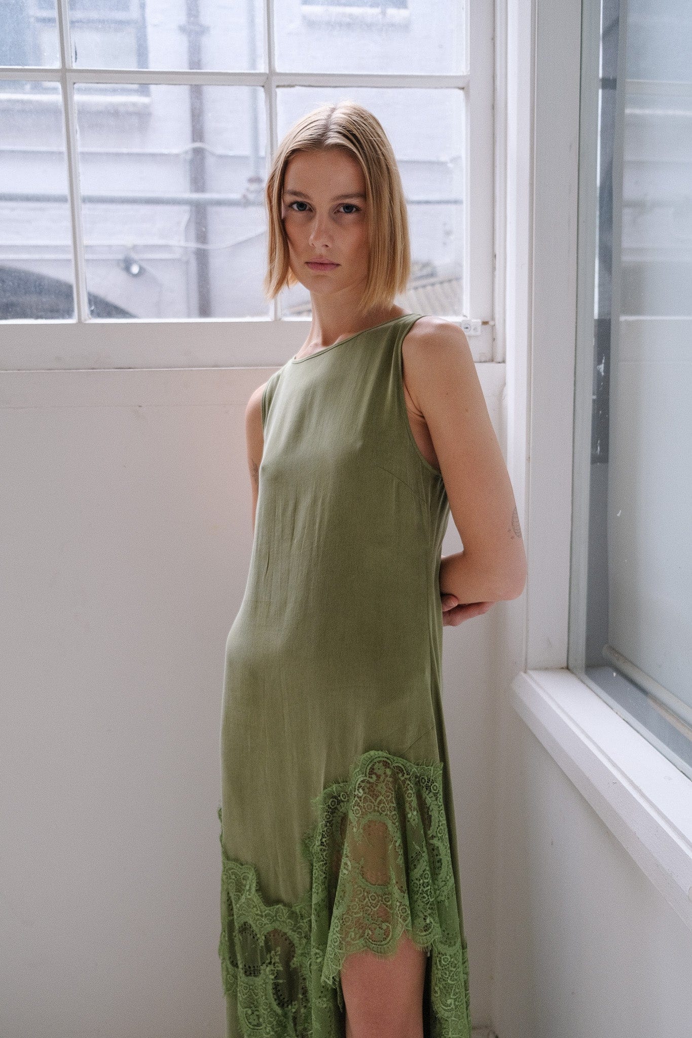 Third Form Visions Lace Frill Dress | Sage - Image 2