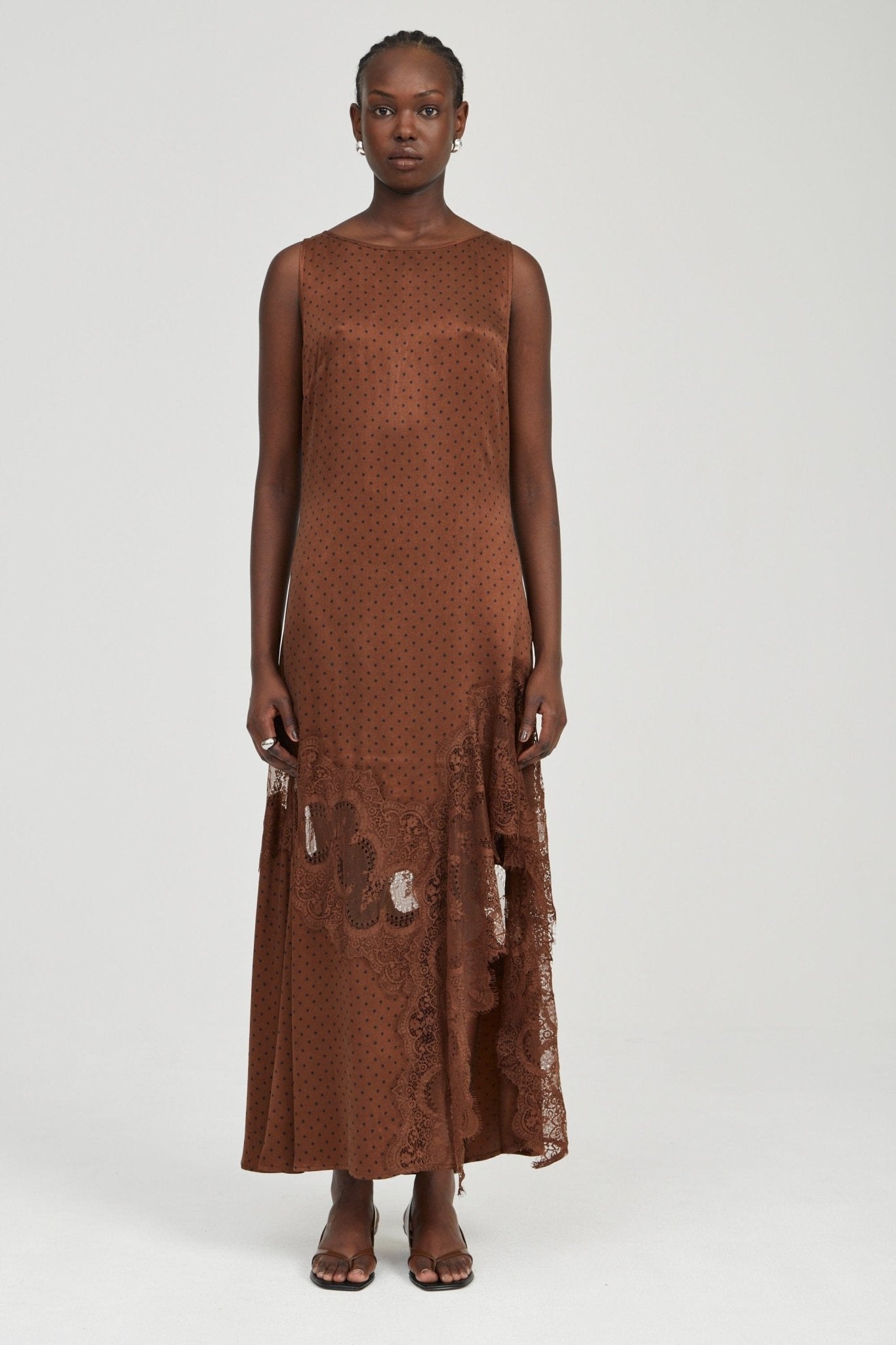 Third Form Visions Lace Frill Dress | Chocolate Polka Dot - Image 1