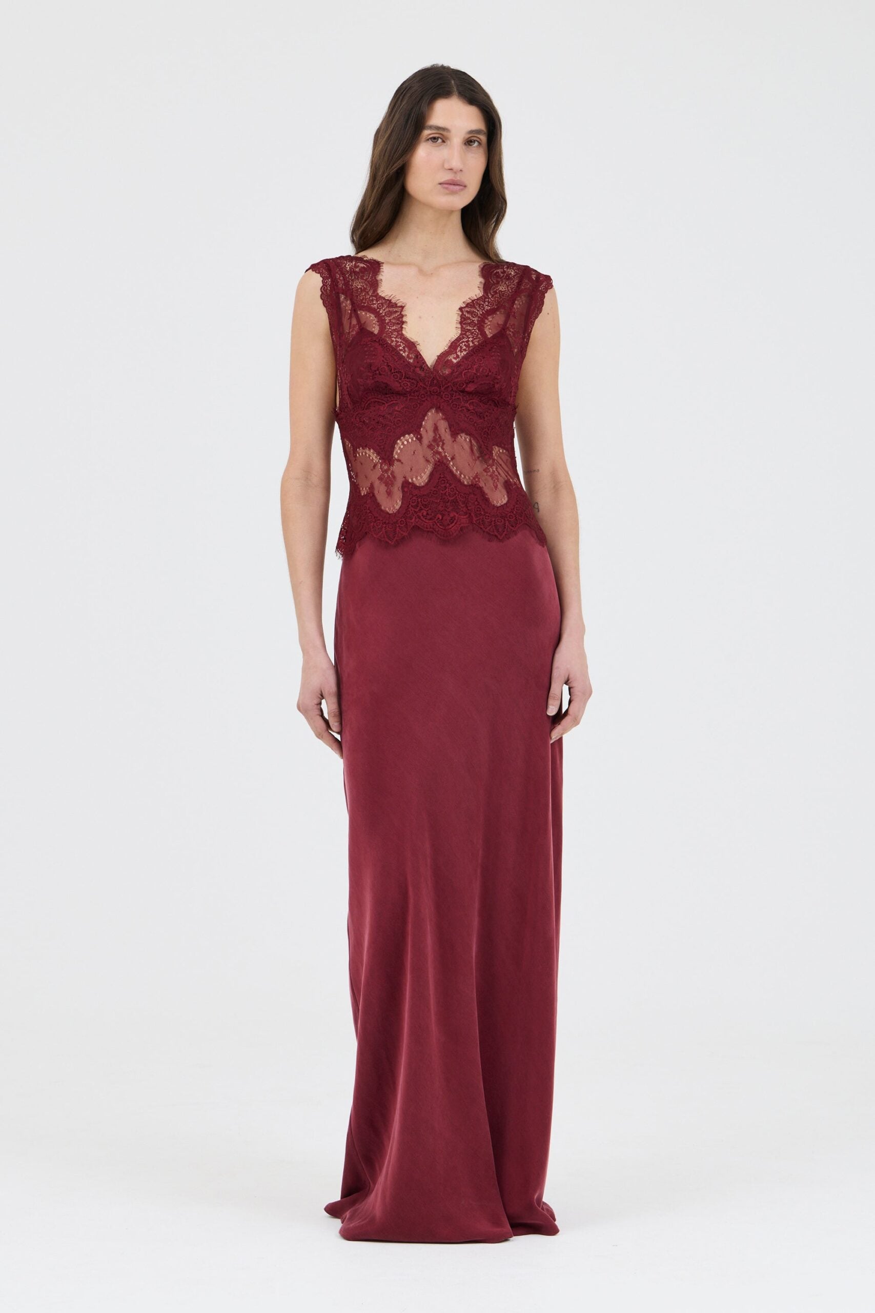 Third Form Visions Lace Floor Length Dress | Wine - Image 1