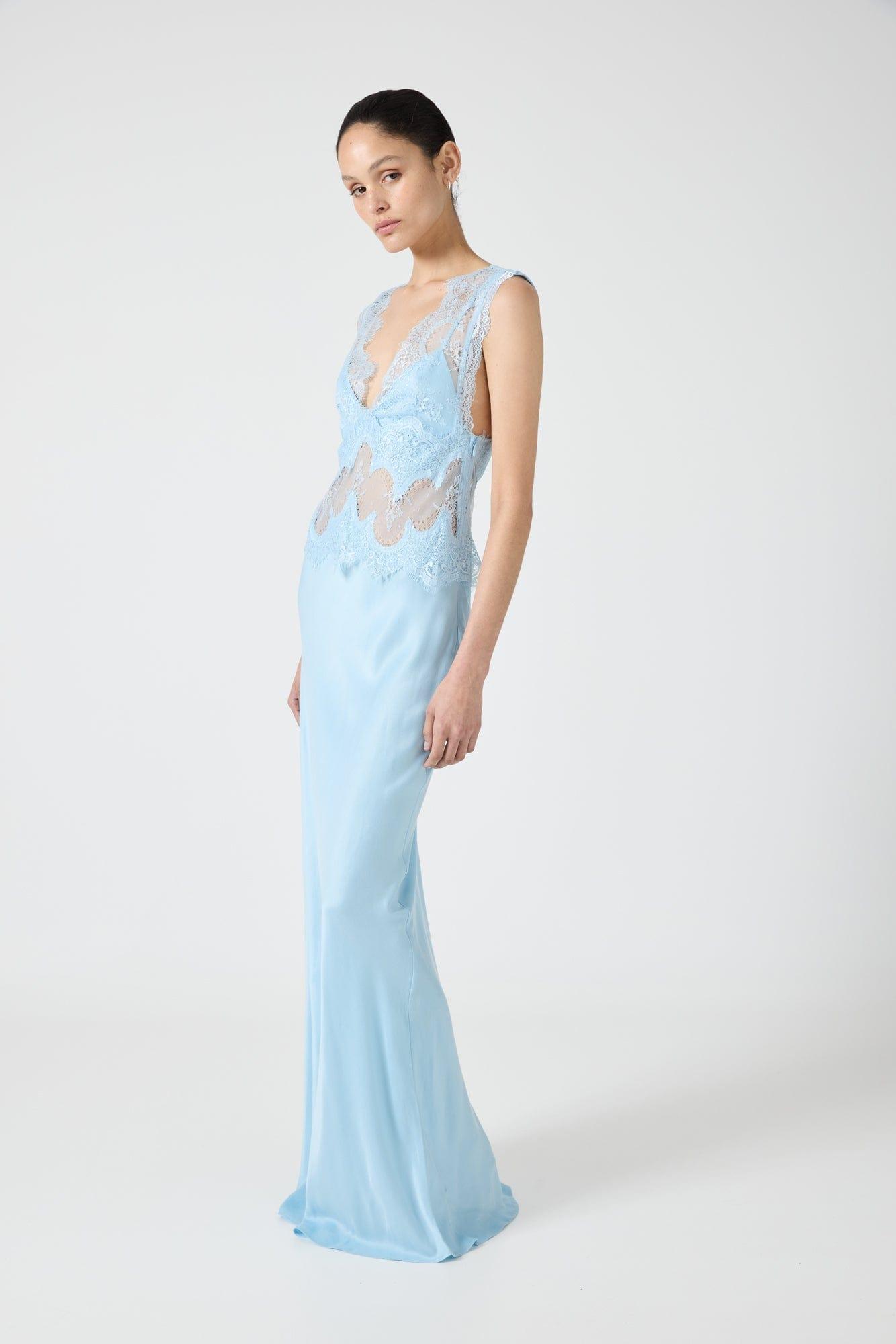 MNTFM051026020904064_2 Third Form Visions Lace Floor Length Dress | Sky Blue - Image 2