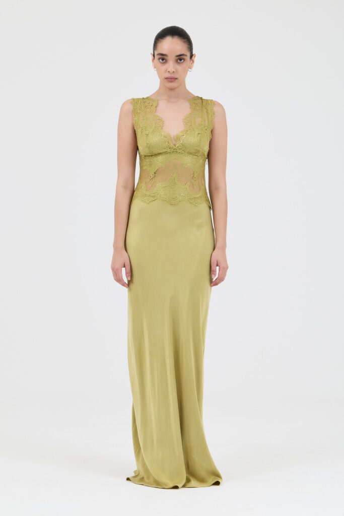 Third Form Visions Lace Floor Length Dress | Olive - Image 1