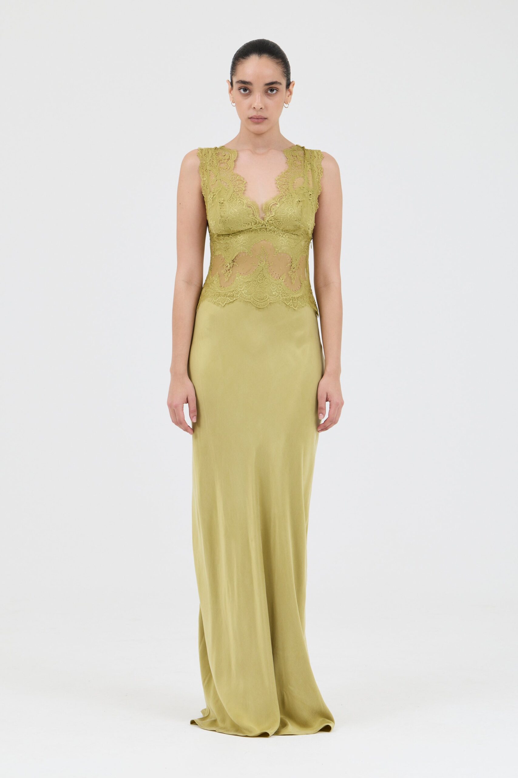 Third Form Visions Lace Floor Length Dress | Olive - Image 1