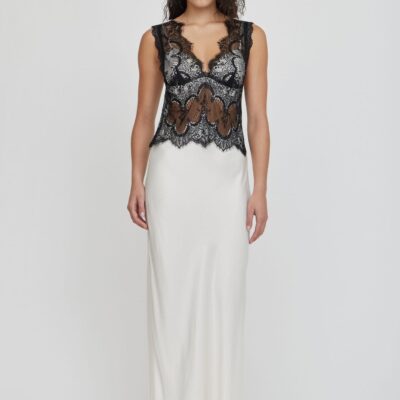 Third Form Visions Lace Floor Length Dress | Ivory & Black - Image 1