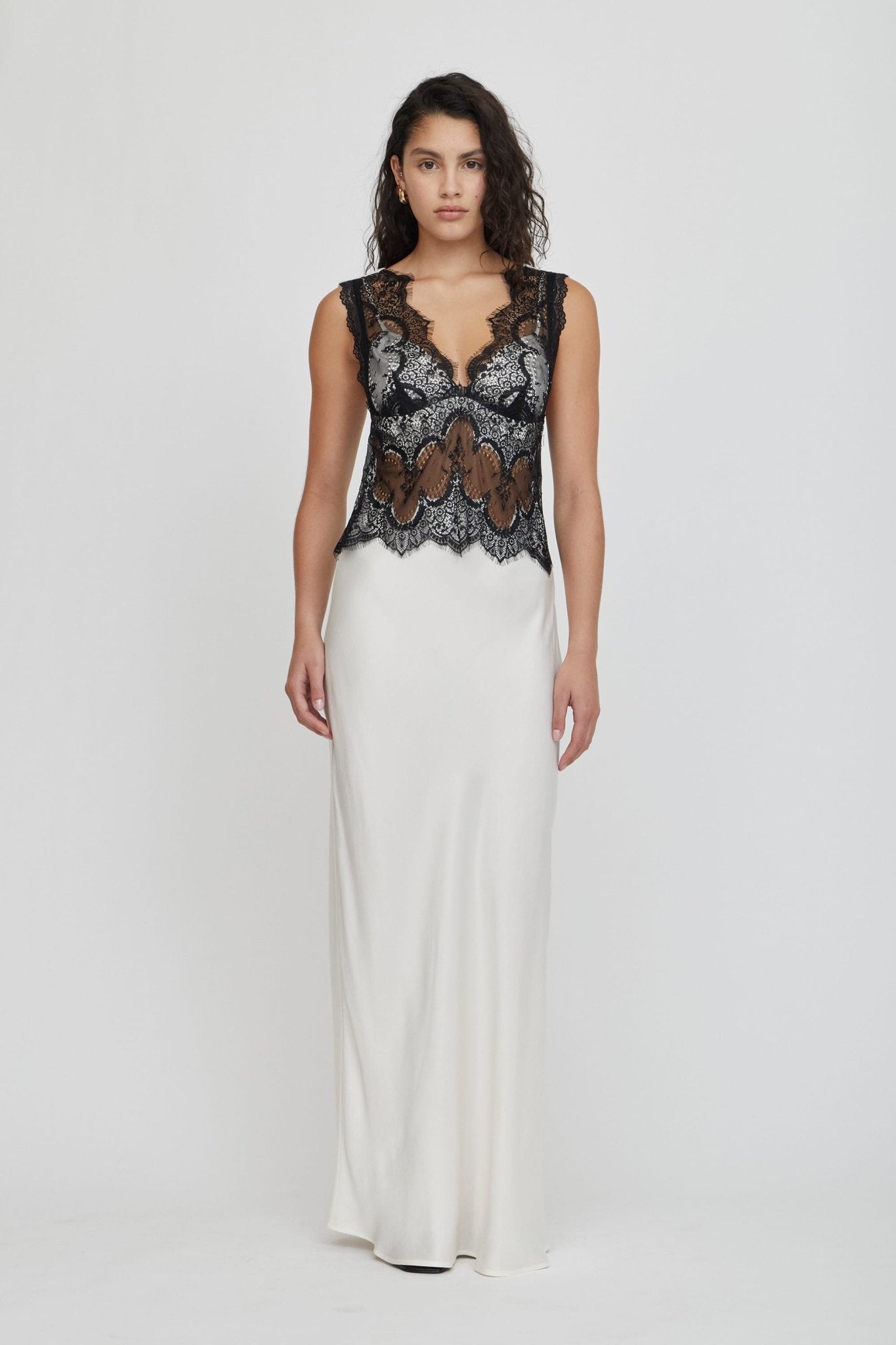 Third Form Visions Lace Floor Length Dress | Ivory & Black - Image 1