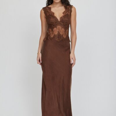 Third Form Visions Lace Floor Length Dress | Chocolate - Image 1