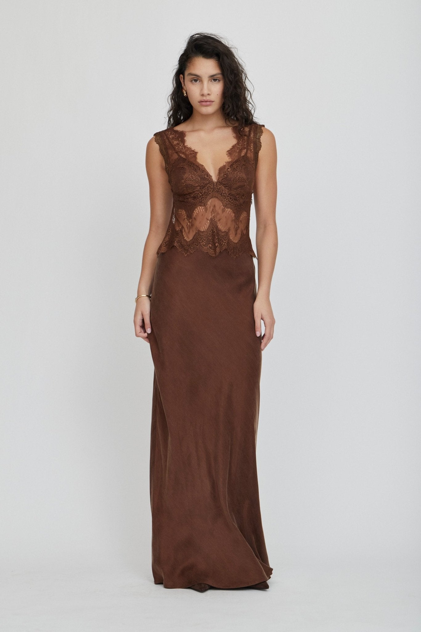 Third Form Visions Lace Floor Length Dress | Chocolate - Image 1