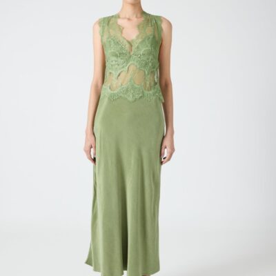 Third Form Visions Lace Deep V Maxi Dress | Sage - Image 1