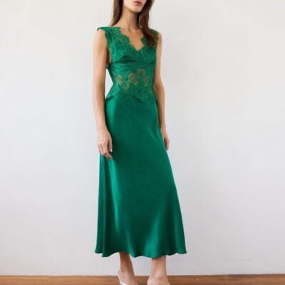 Third Form Visions Lace Deep V Maxi Dress | Jade - Image 2