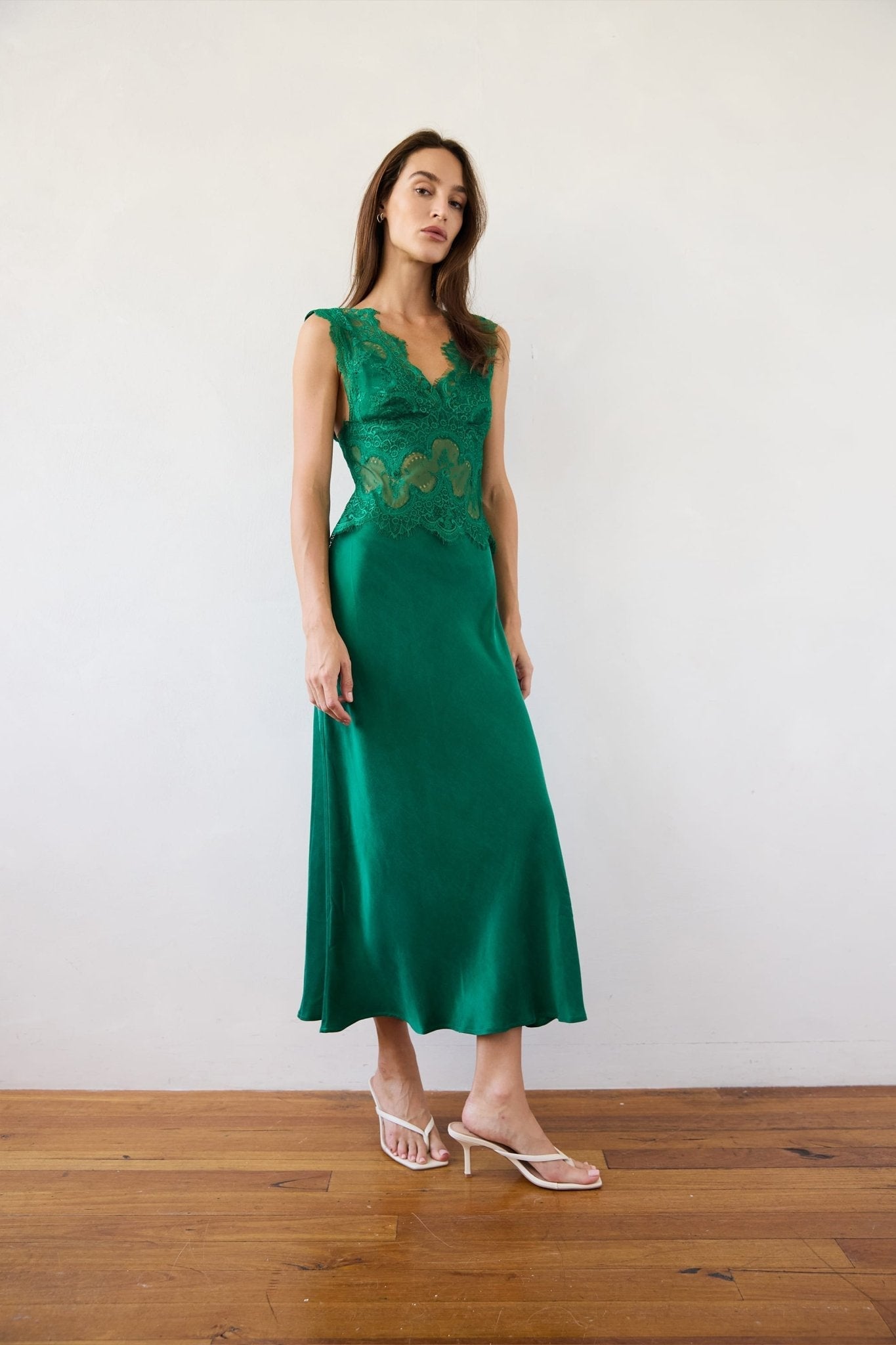 Third Form Visions Lace Deep V Maxi Dress | Jade - Image 2