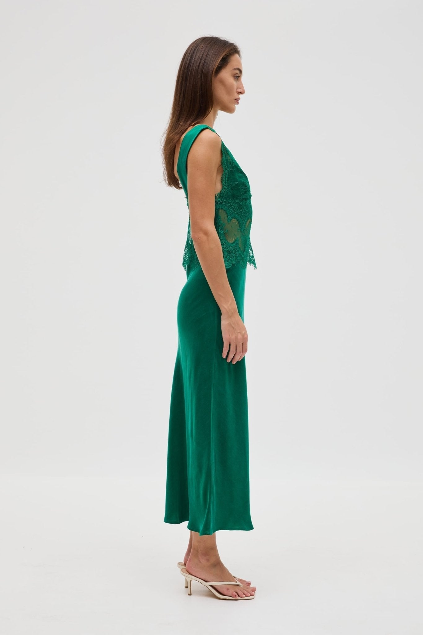Third Form Visions Lace Deep V Maxi Dress | Jade - Image 3