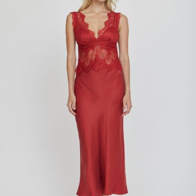 Third Form Visions Lace Deep V Maxi Dress | Crimson - Image 2