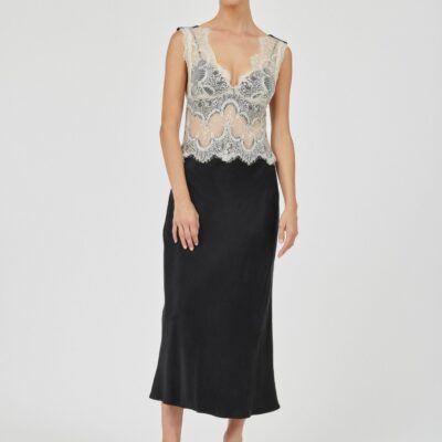 Third Form Visions Lace Deep V Maxi Dress | Buttercream & Black - Image 1
