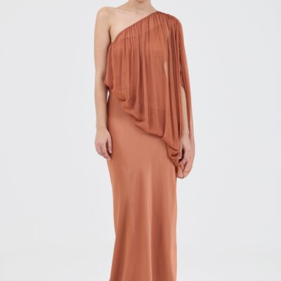 Third Form Solstice One Shoulder Floor Length | Rust - Image 1