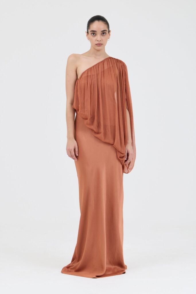 Third Form Solstice One Shoulder Floor Length | Rust - Image 1