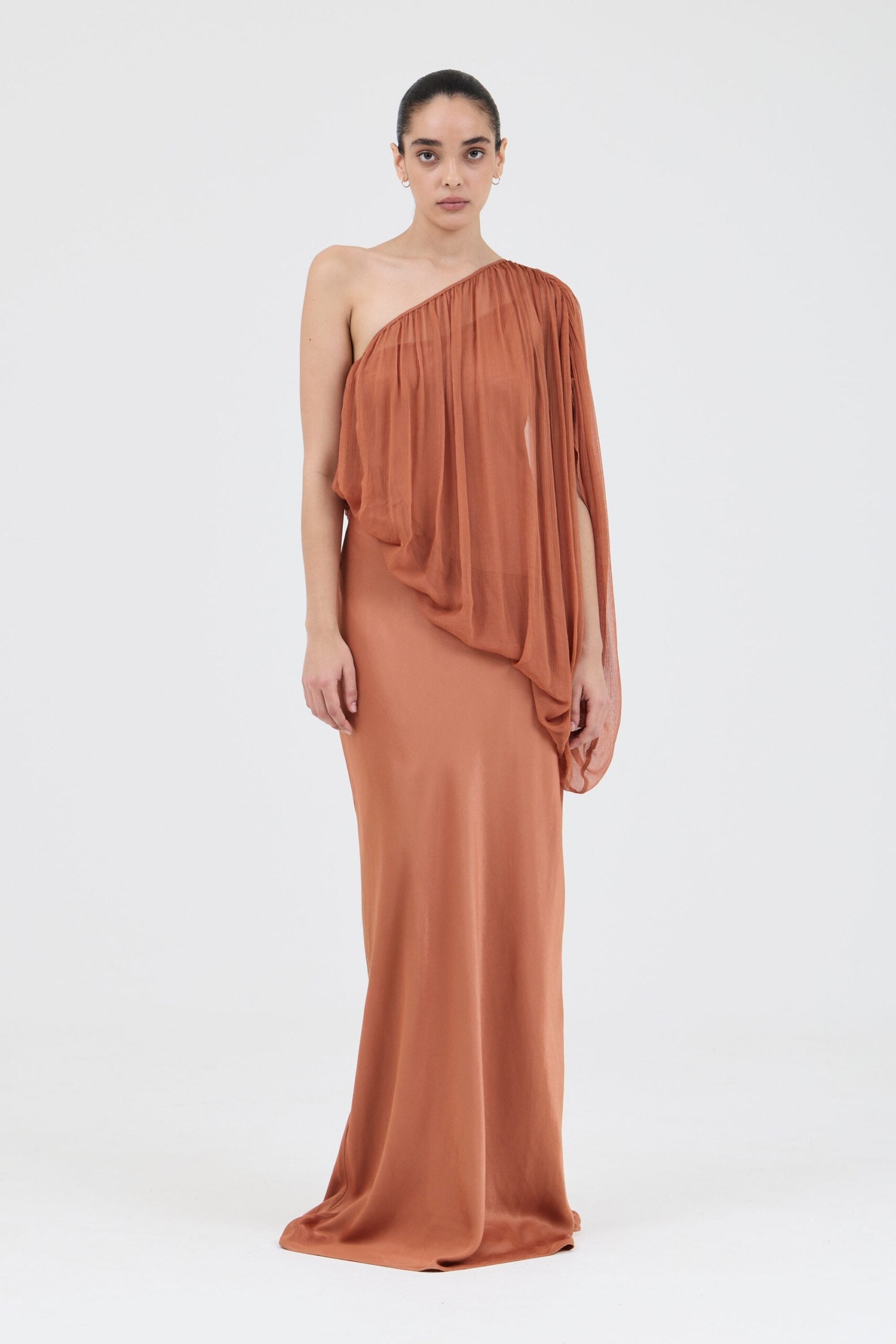 Third Form Solstice One Shoulder Floor Length | Rust - Image 1