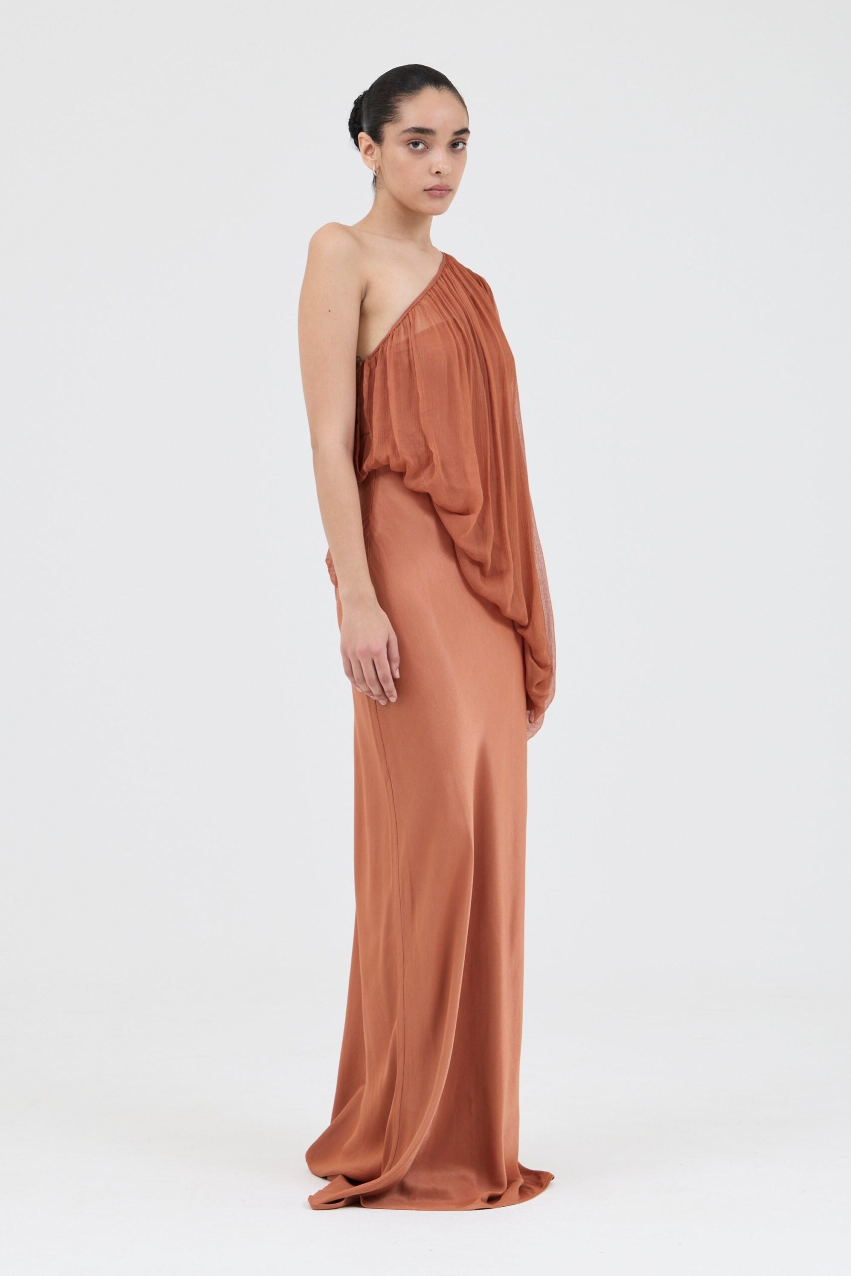 Third Form Solstice One Shoulder Floor Length | Rust - Image 3