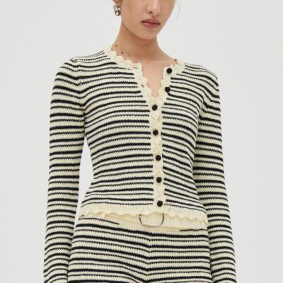 Third Form Resonance Knit Cardigan | Cream & Coffee - Image 1