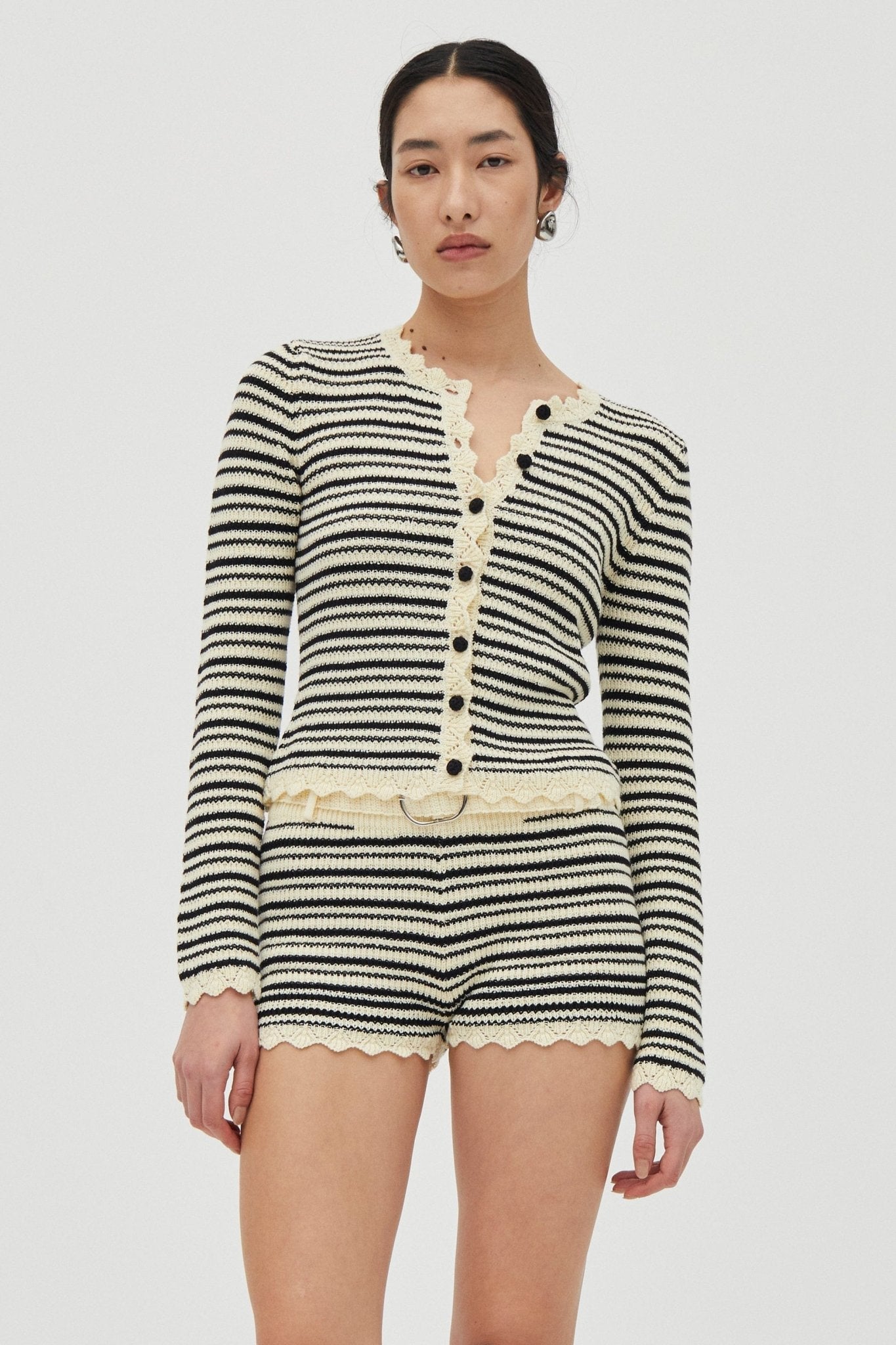 Third Form Resonance Belted Knit Short | Cream & Coffee - Image 1