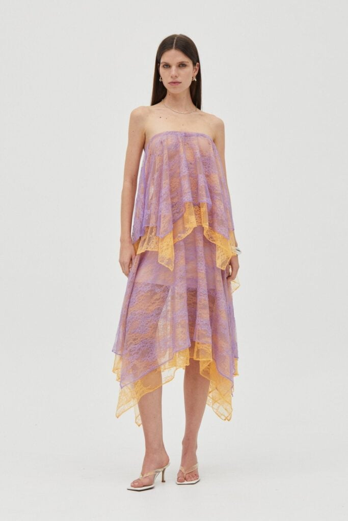 Third Form Reflect Handkerchief Skirt | Lavender & Mango - Image 1