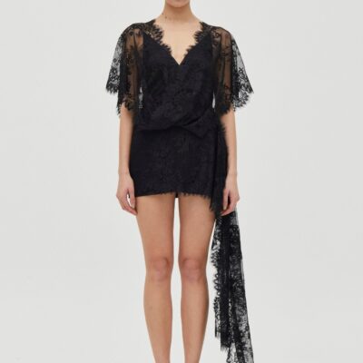 Third Form Poetry Draped Lace Dress | Smoke - Image 1