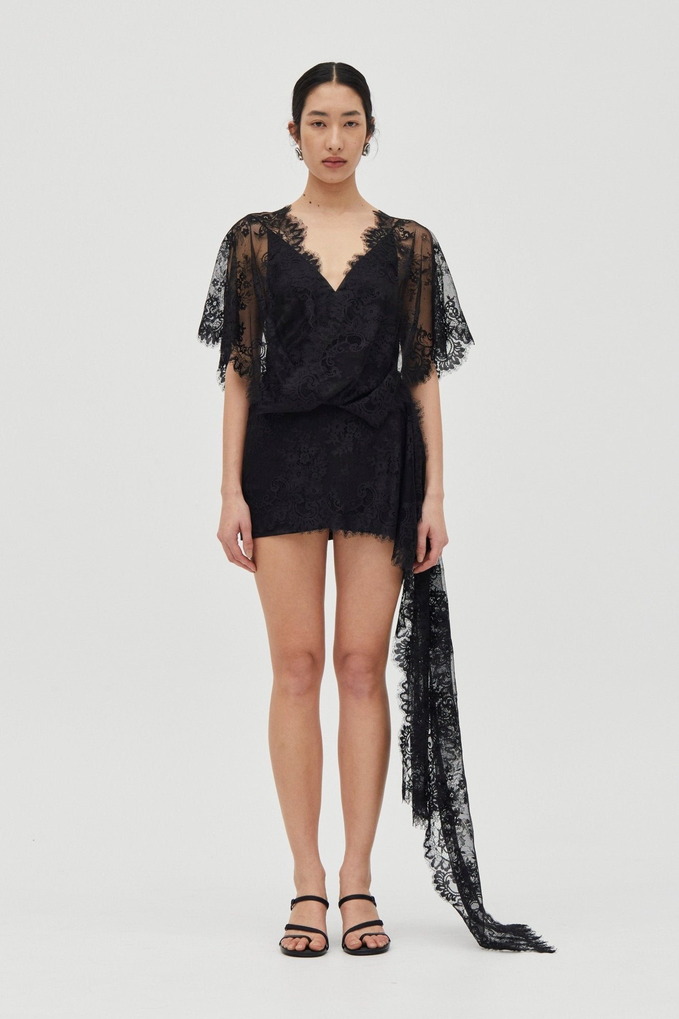 Third Form Poetry Draped Lace Dress | Smoke - Image 1