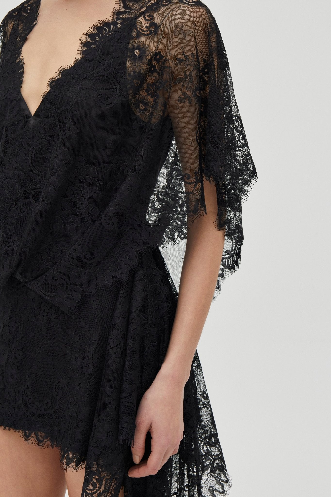 MNTFM051026020904129_2 Third Form Poetry Draped Lace Dress | Smoke - Image 2