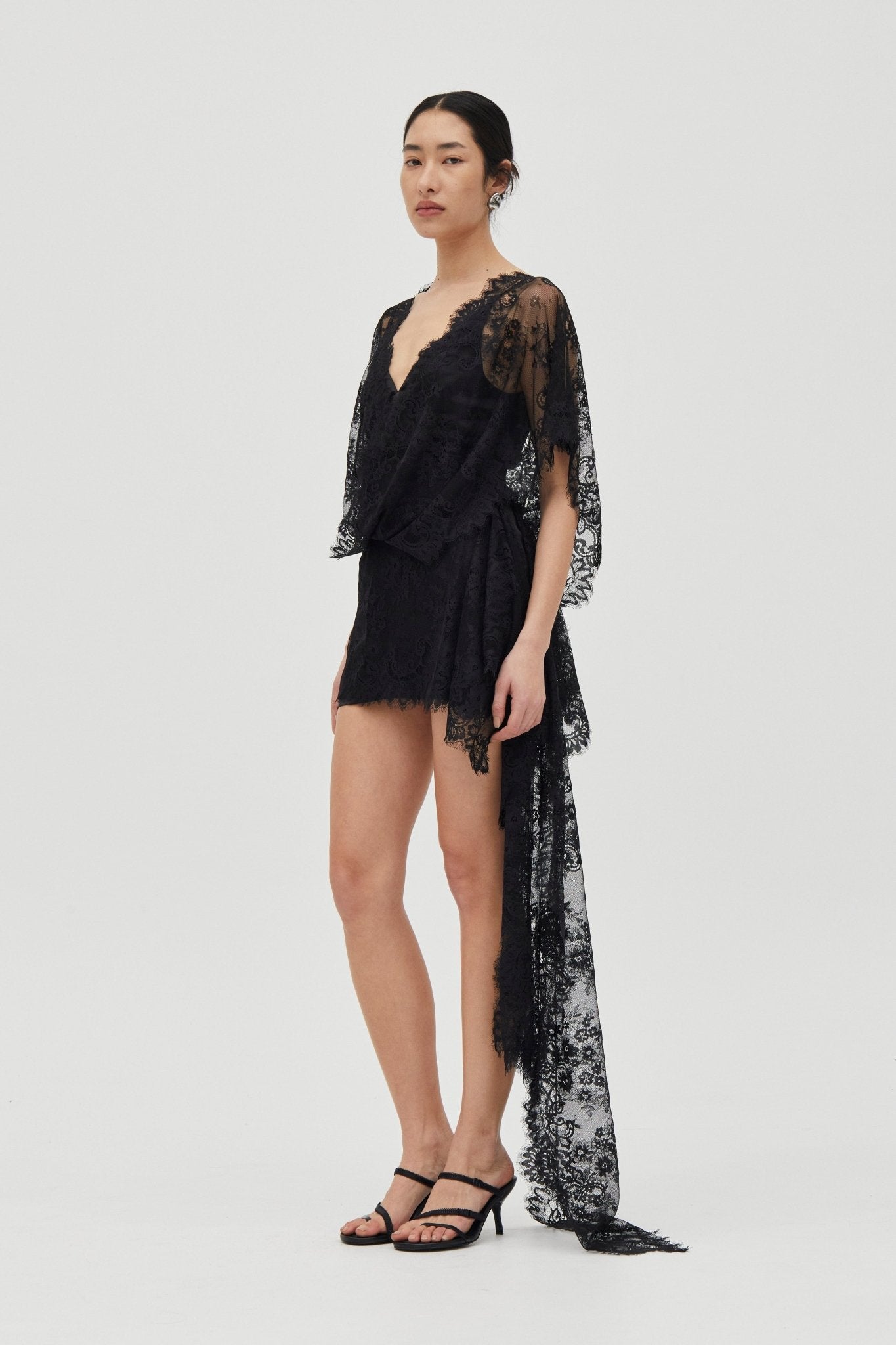 MNTFM051026020904129_3 Third Form Poetry Draped Lace Dress | Smoke - Image 3