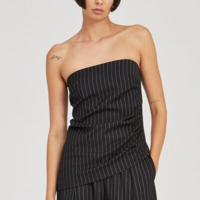 Third Form Obscura Pinstripe Strapless Top | Soot Stripe - Image 1
