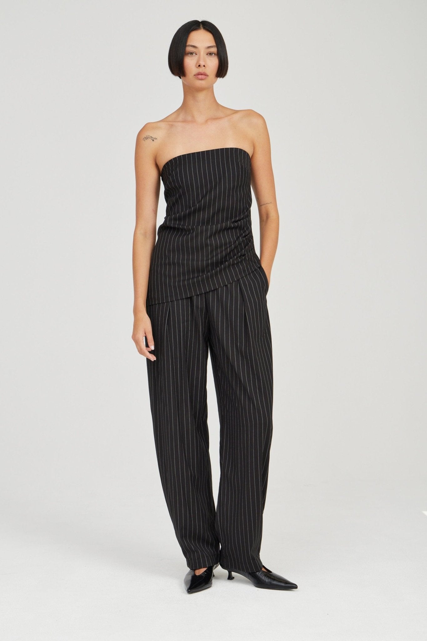 Third Form Obscura Pinstripe Strapless Top | Soot Stripe - Image 2