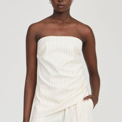 Third Form Obscura Pinstripe Strapless Top | Crema Stripe - Image 1