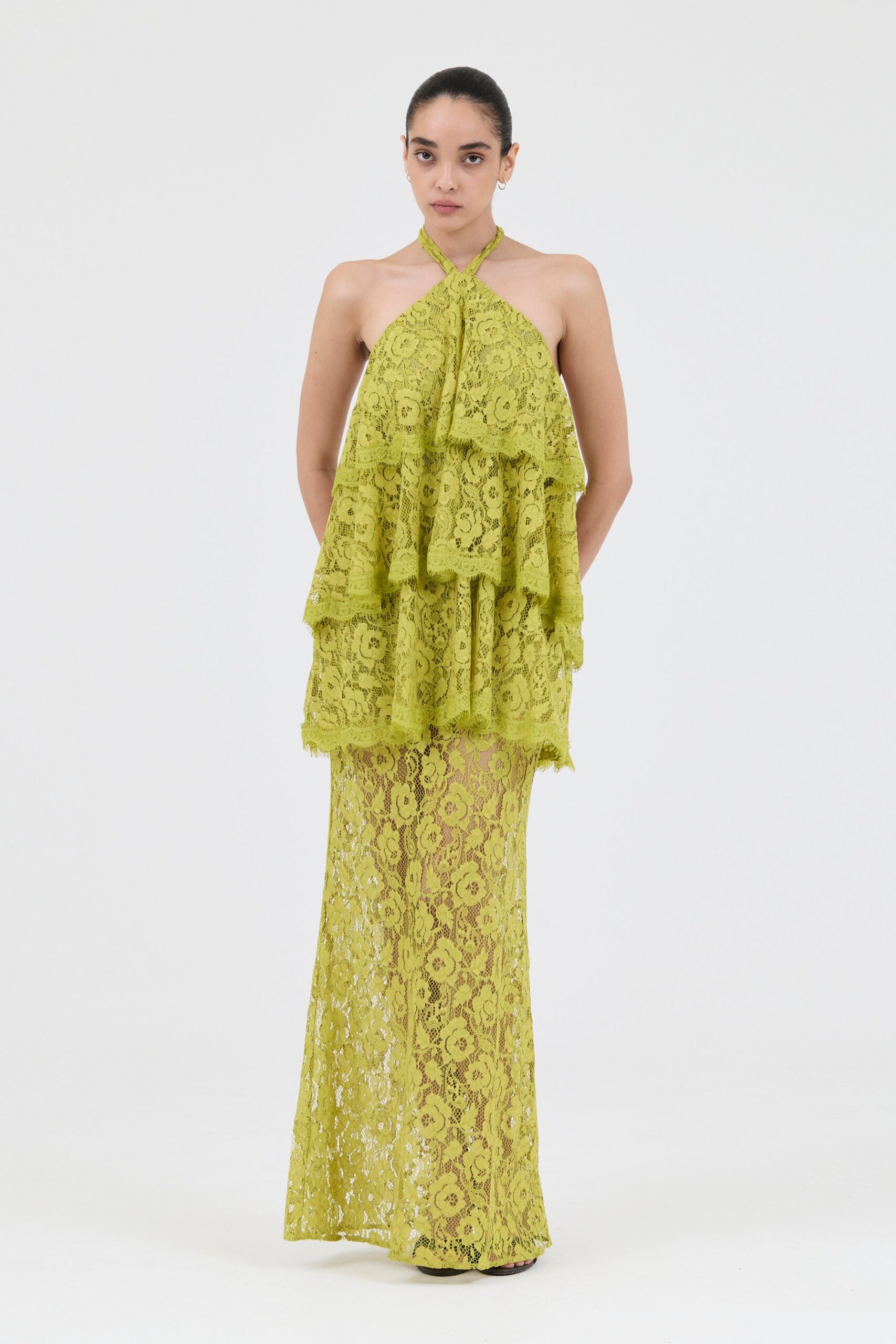 Third Form Lovelight Lace Tiered Dress | Fig - Image 1