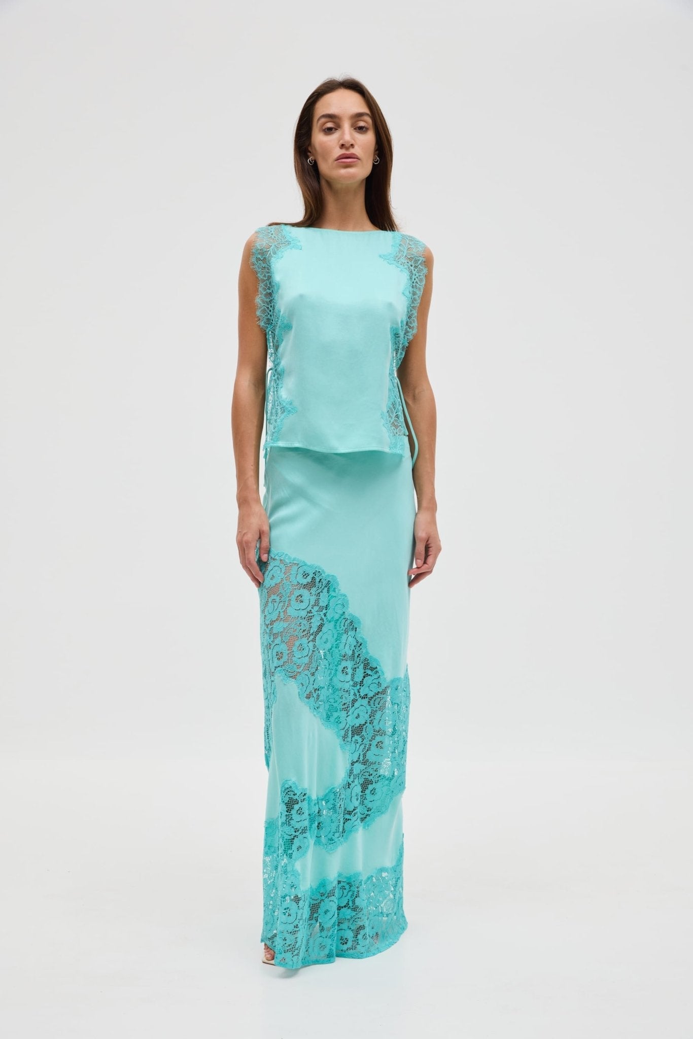 Third Form Keepsake Lace Panel Maxi Skirt | Mint - Image 1