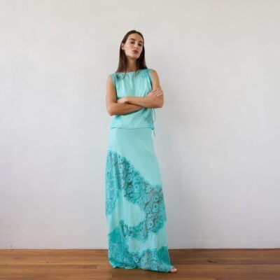 Third Form Keepsake Lace Panel Maxi Skirt | Mint - Image 2