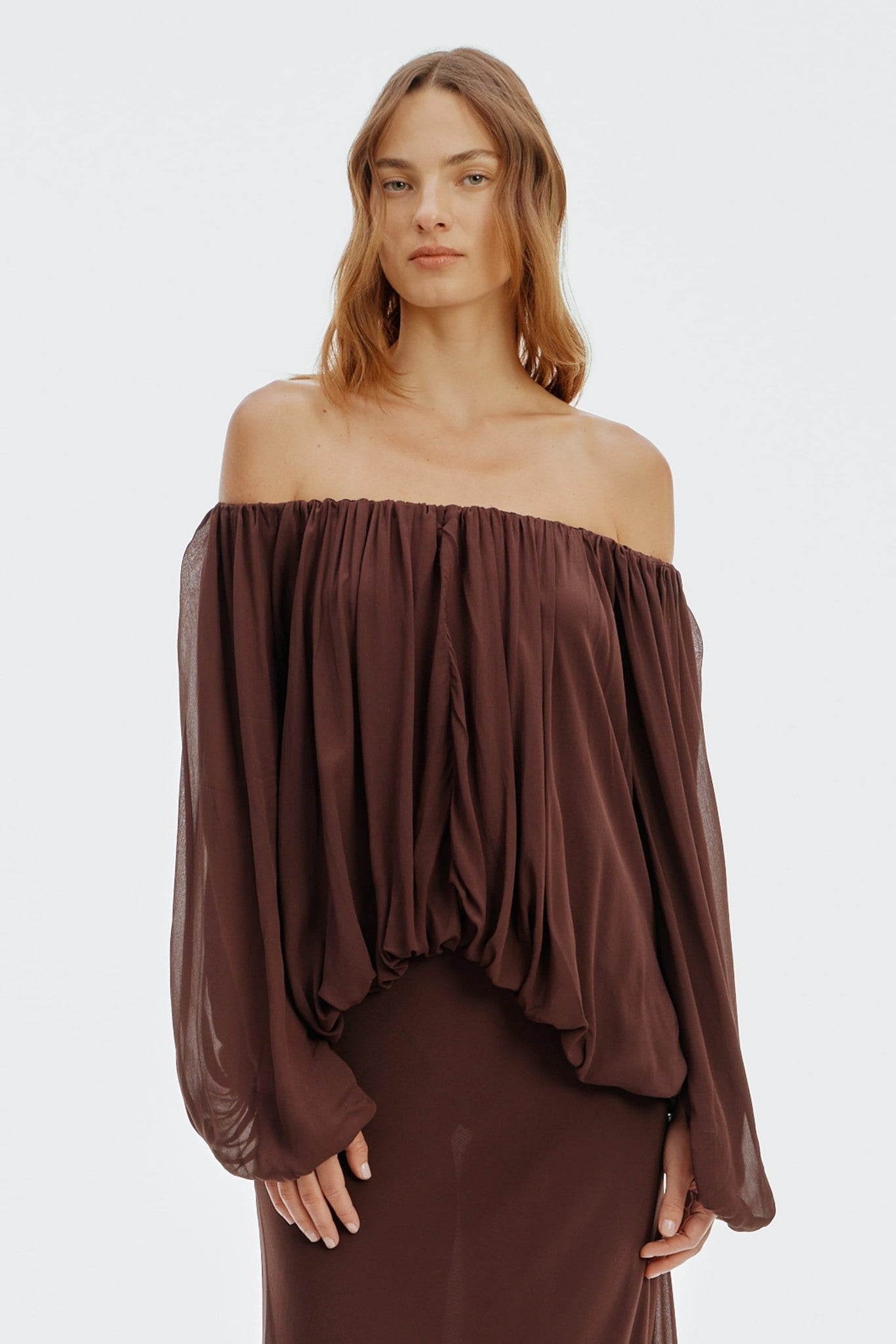 Third Form In Passing Off Shoulder Blouse | Truffle - Image 1