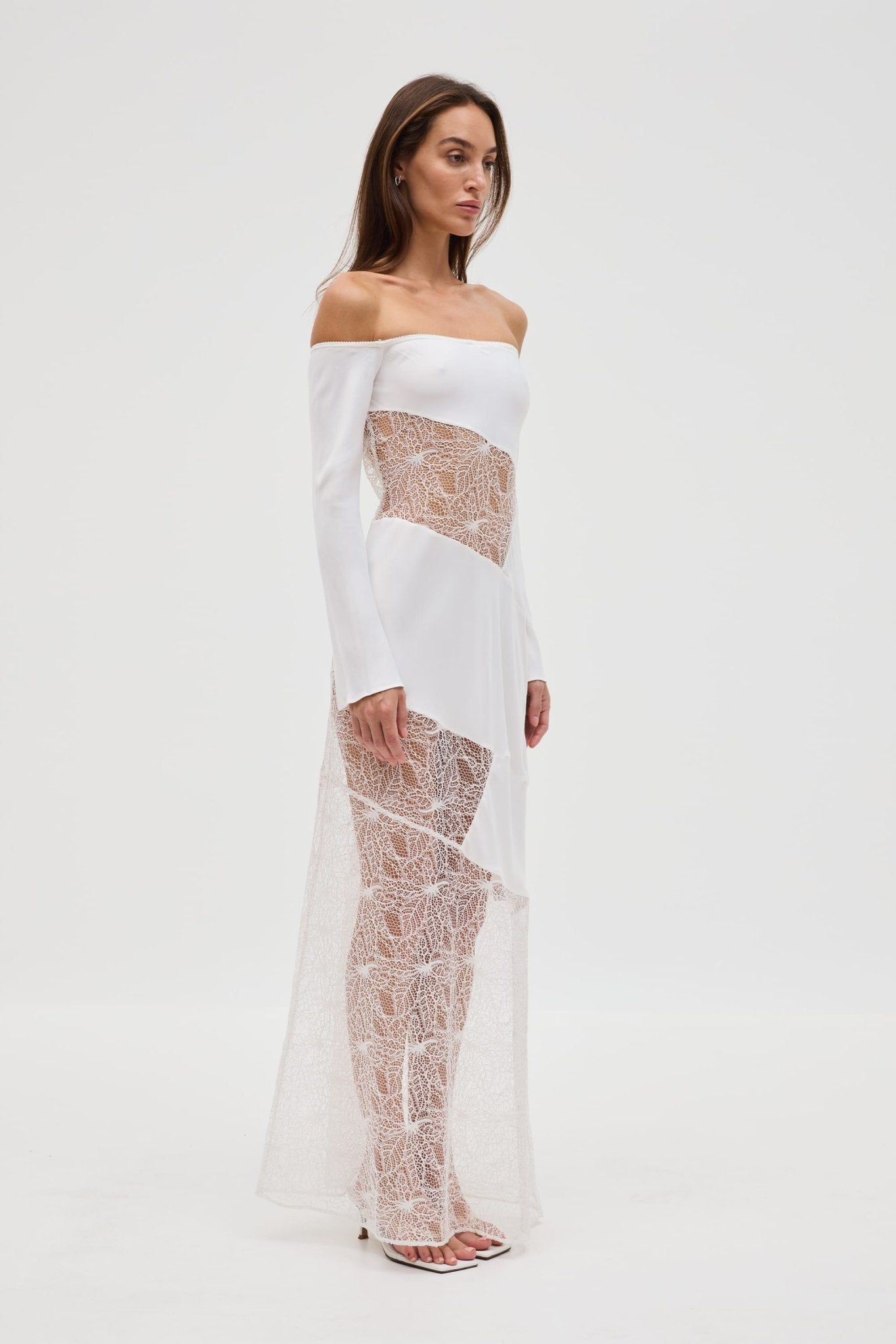 MNTFM051026020904158_2 Third Form Inhale Panel Off Shoulder Dress | Opal - Image 2