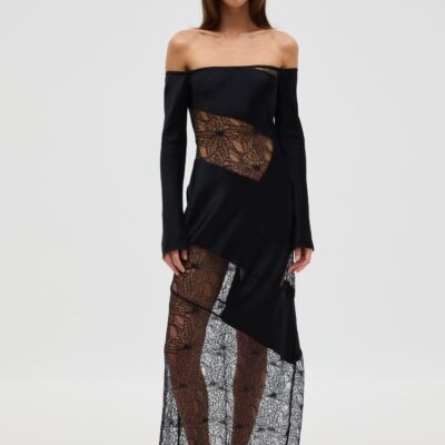 Third Form Inhale Panel Off Shoulder Dress | Ink - Image 1