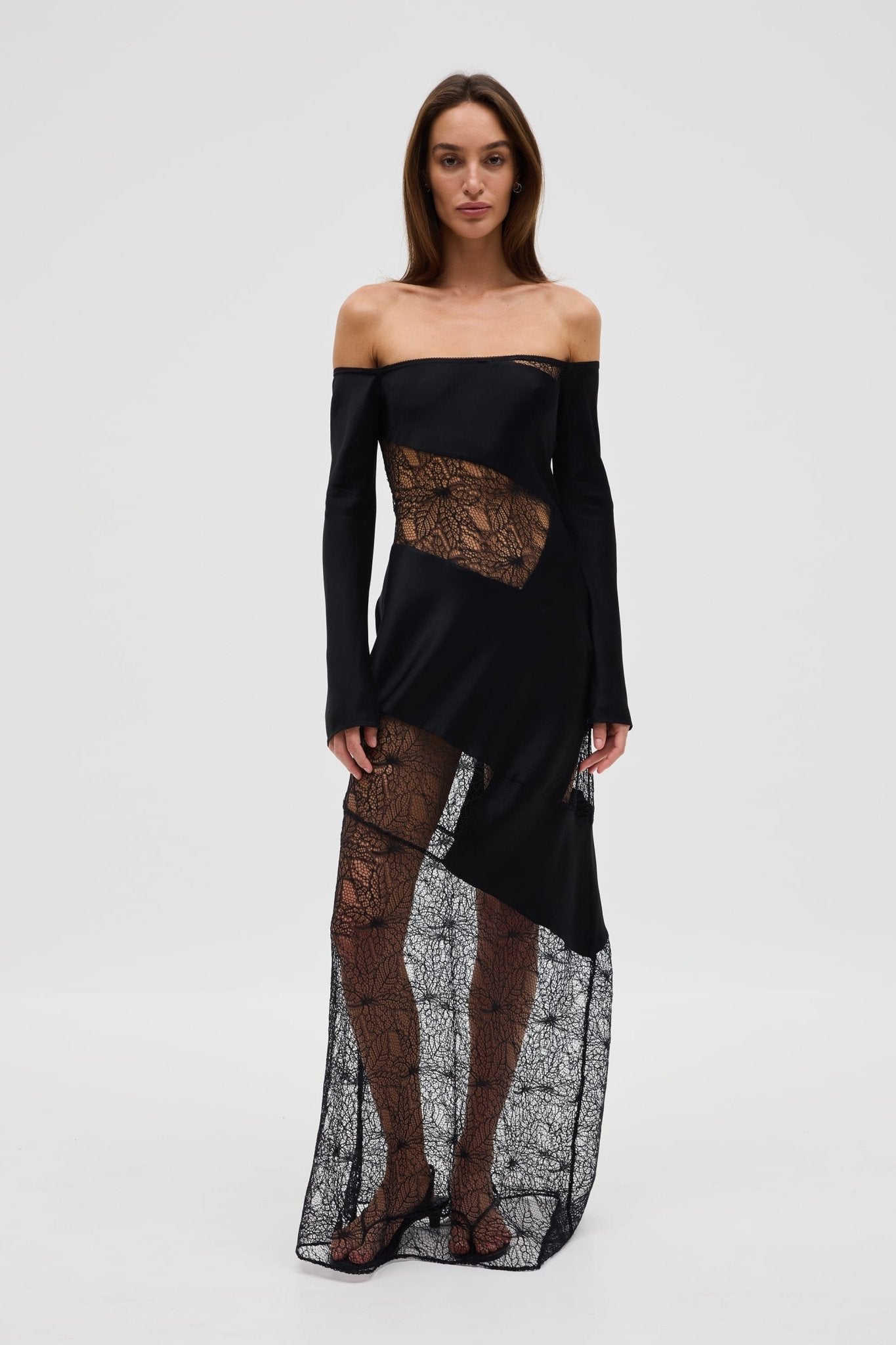 Third Form Inhale Panel Off Shoulder Dress | Ink - Image 1