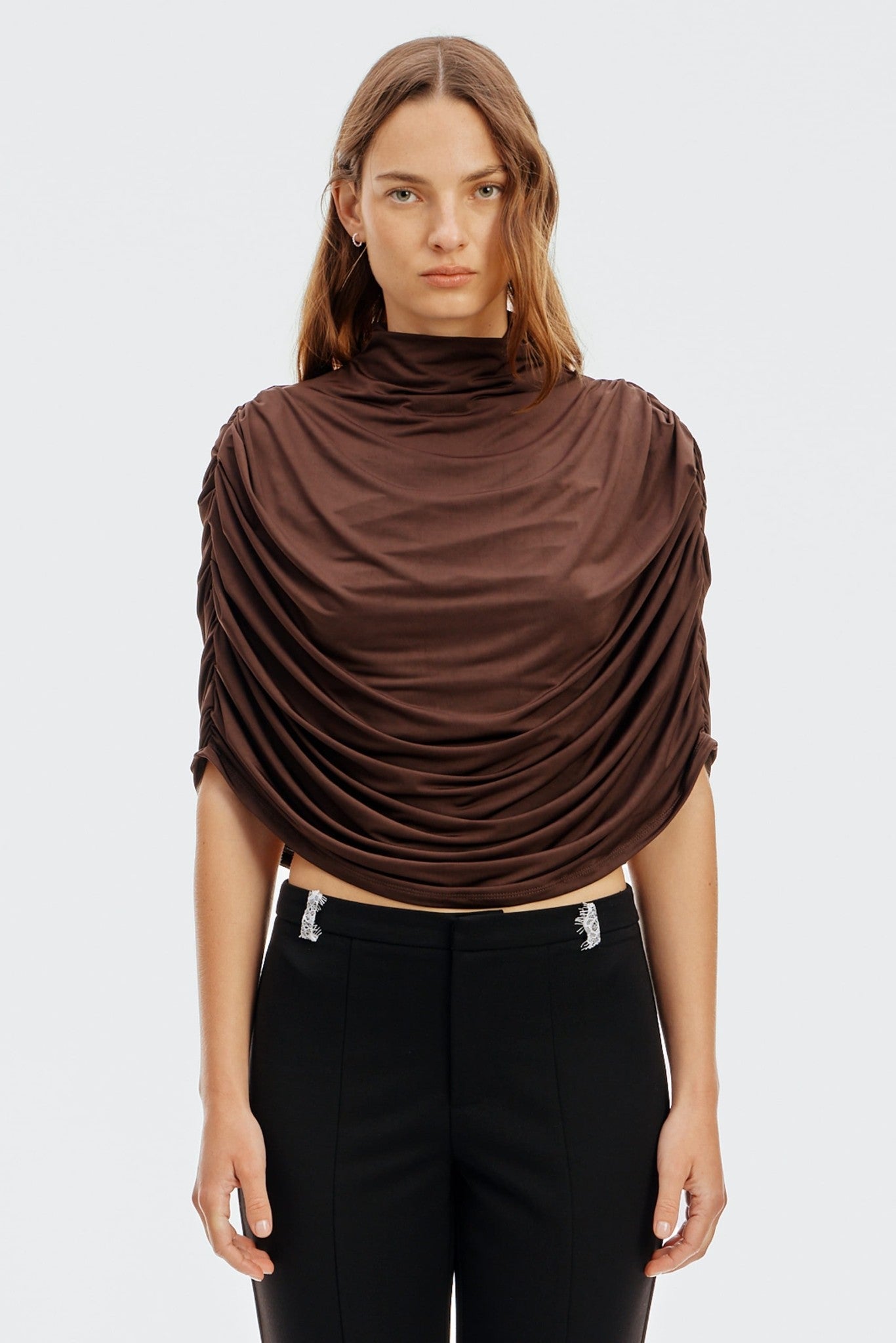 Third Form Drift Drape Jersey Top | Espresso - Image 1