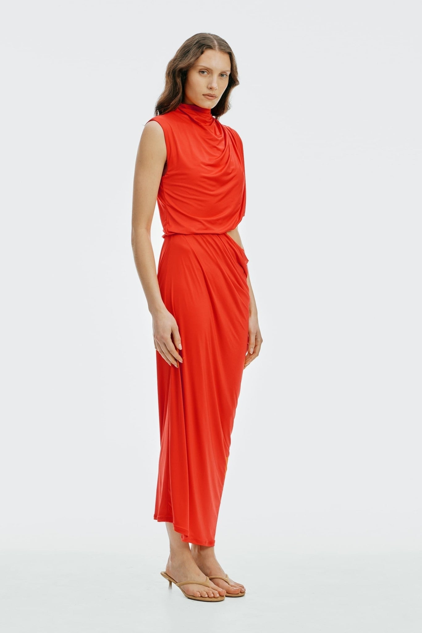 MNTFM051026020904184_2 Third Form Drift Drape Jersey Dress | Vermilion - Image 2