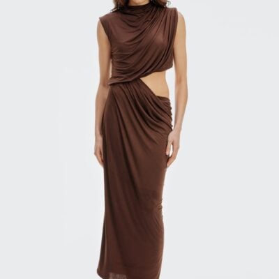 Third Form Drift Drape Jersey Dress | Espresso - Image 1
