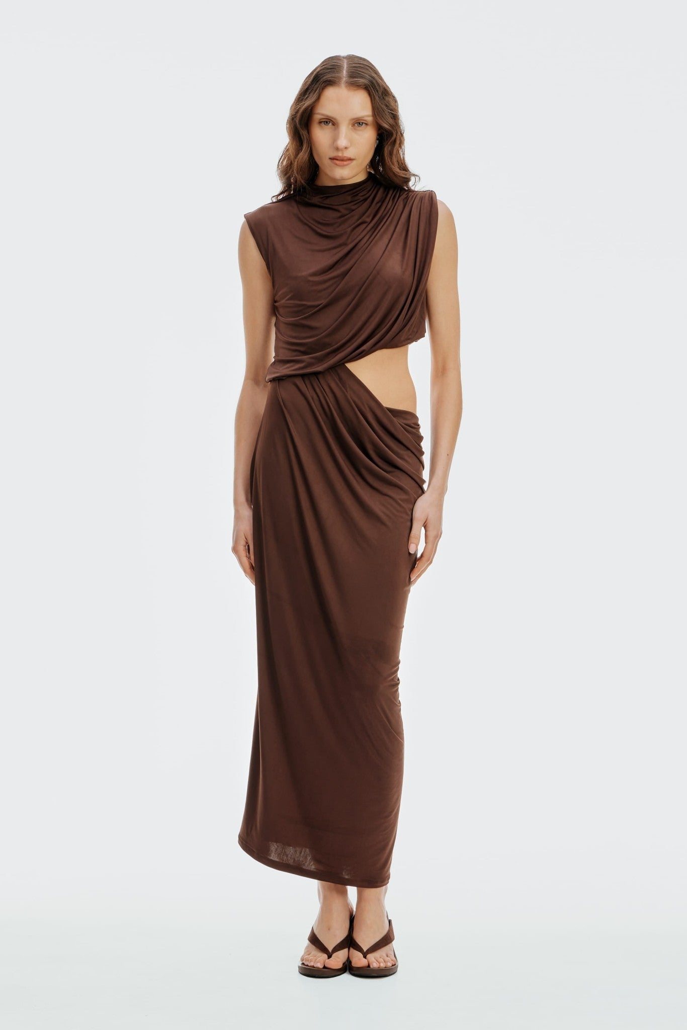 Third Form Drift Drape Jersey Dress | Espresso - Image 1