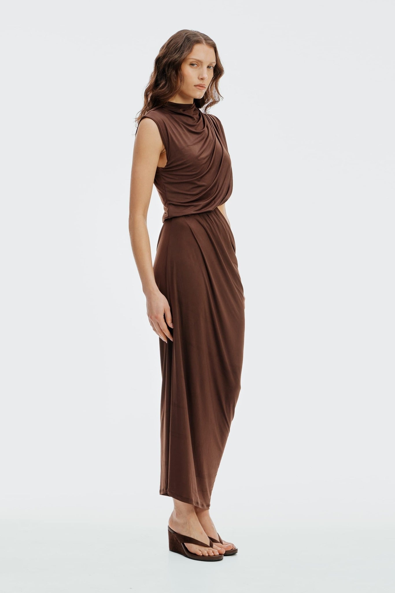 MNTFM051026020904185_3 Third Form Drift Drape Jersey Dress | Espresso - Image 3