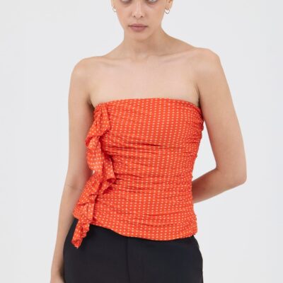 Third Form Crossing Strapless Top | Poppy Polka - Image 1