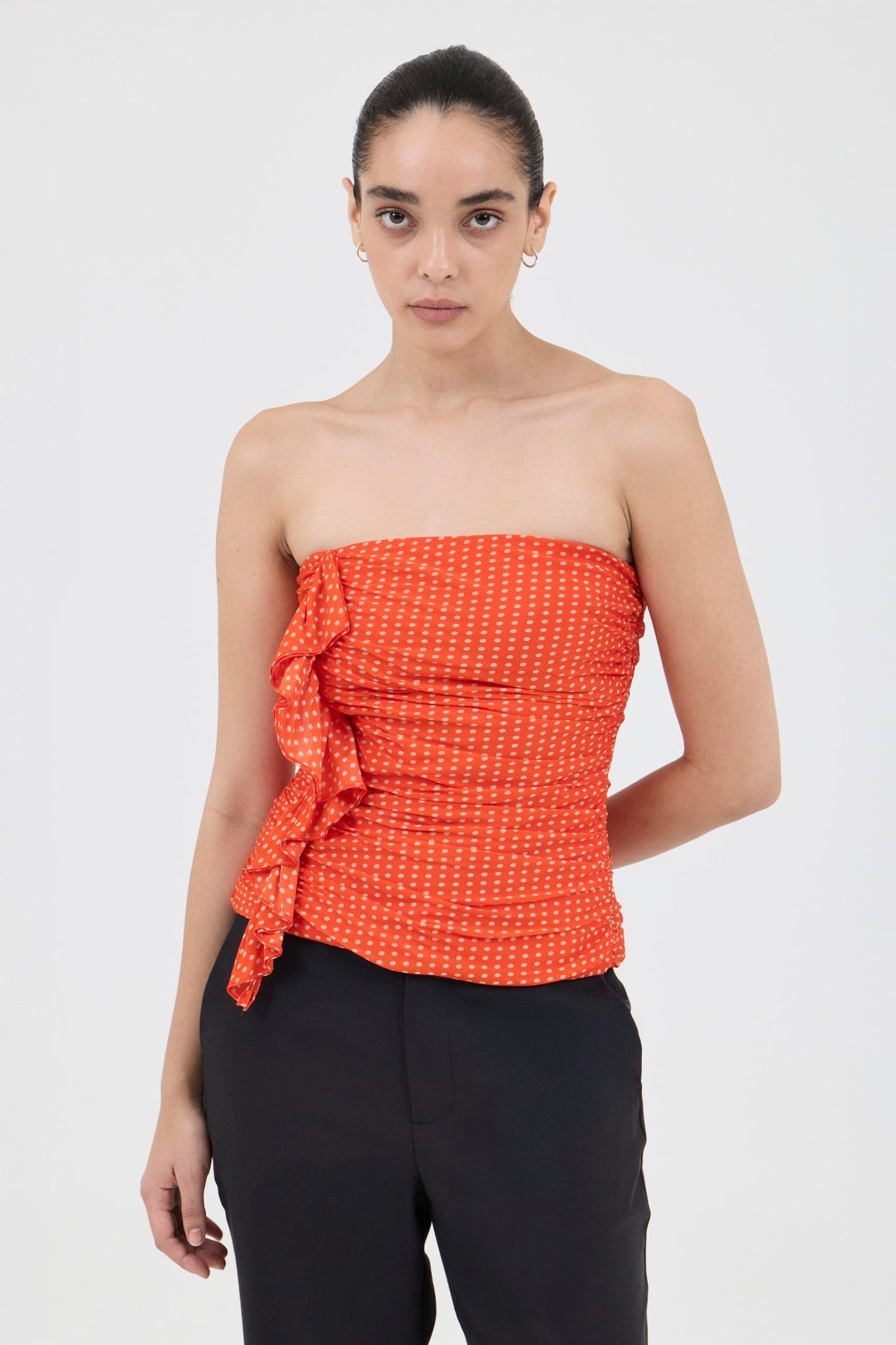 Third Form Crossing Strapless Top | Poppy Polka - Image 1