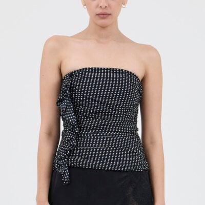 Third Form Crossing Strapless Top | Black Polka - Image 1