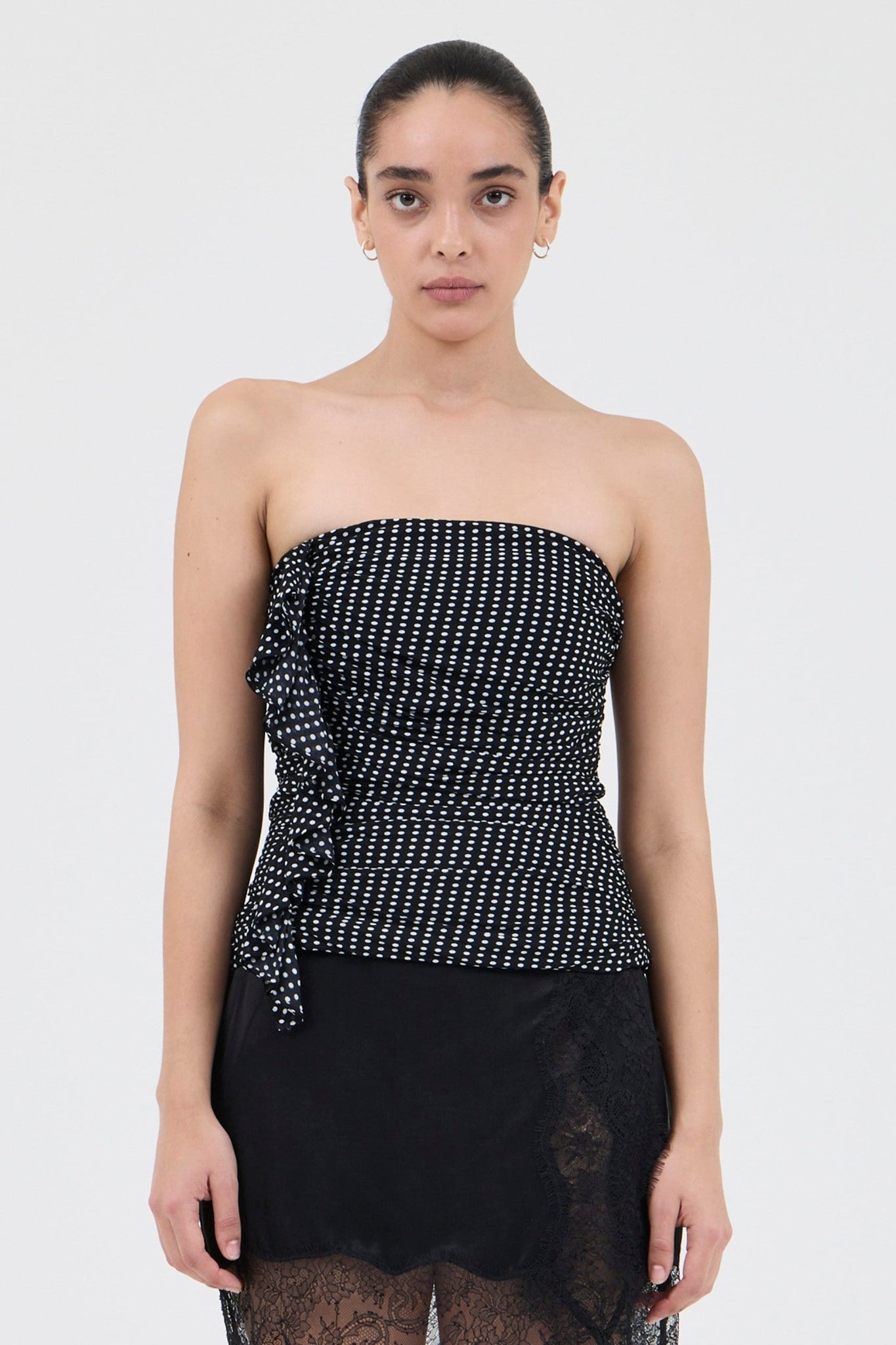 Third Form Crossing Strapless Top | Black Polka - Image 1