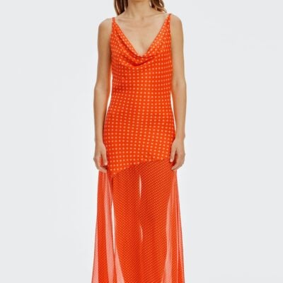 Third Form Crossing Cowl Floor Length Dress| Poppy Polka - Image 1