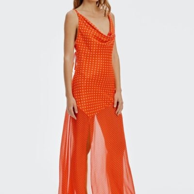 Third Form Crossing Cowl Floor Length Dress| Poppy Polka - Image 2
