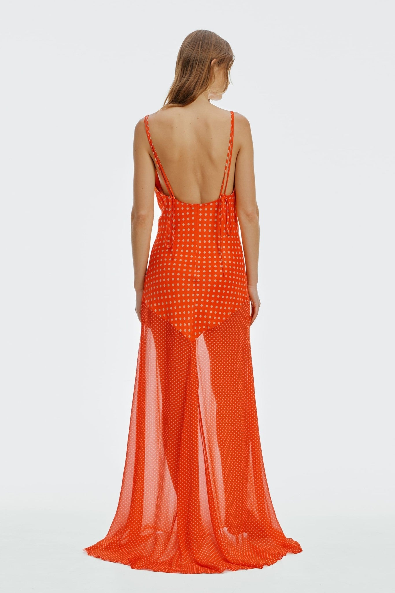 MNTFM051026020904195_3 Third Form Crossing Cowl Floor Length Dress| Poppy Polka - Image 3
