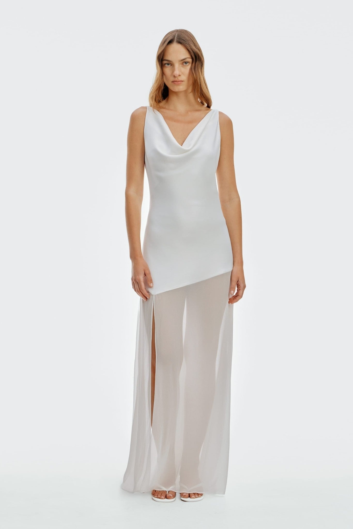 Third Form Crossing Cowl Floor Length Dress | Snow - Image 1